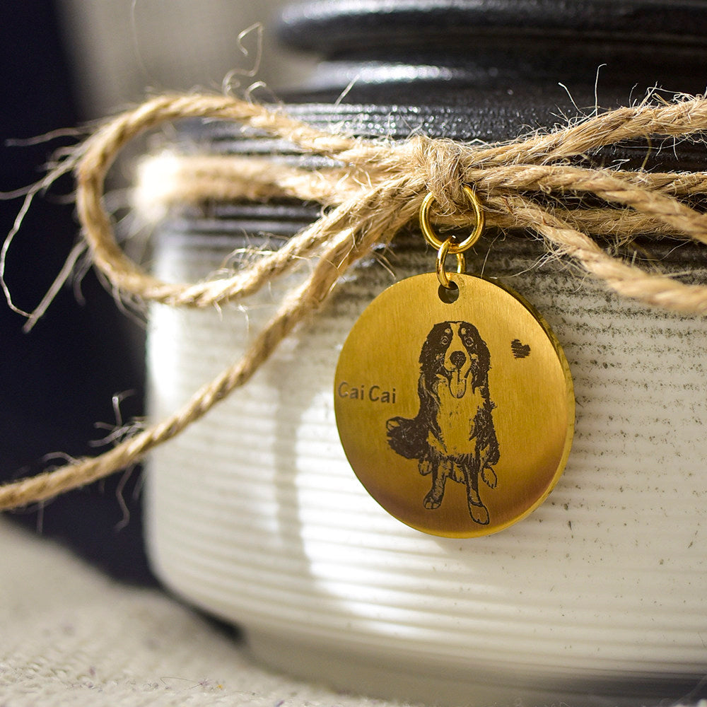 Personalized Ceramic Pet Urn with Custom Photo Memorial Tag