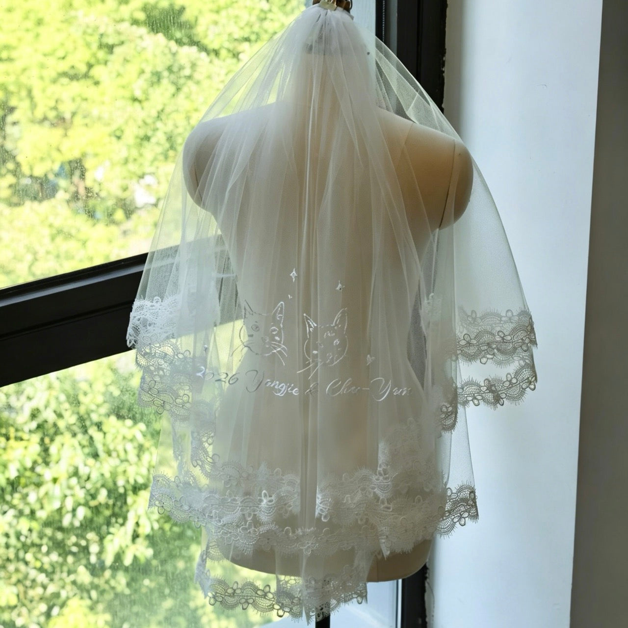 Custom Hand Embroidered Pet Wedding Veil | Exotic Pet Bridal Veil