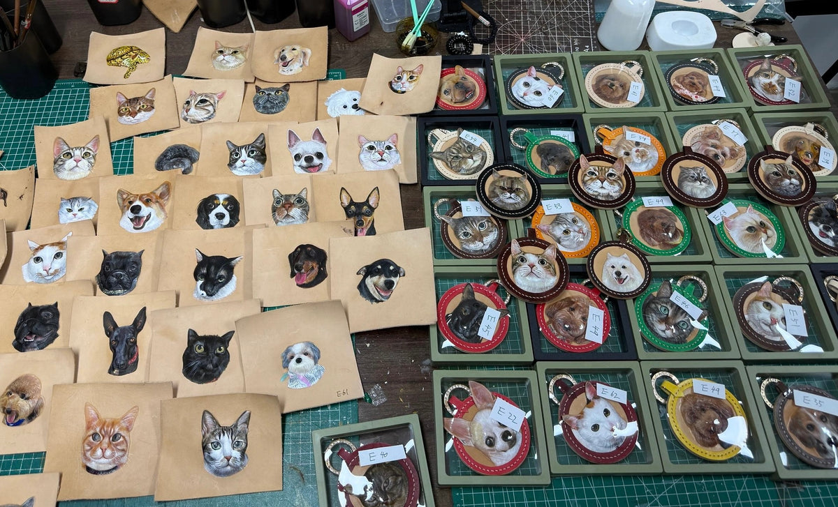 A custom pet portrait being painted by hand