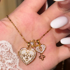 Custom Heart Photo Locket Necklace with Key Charm