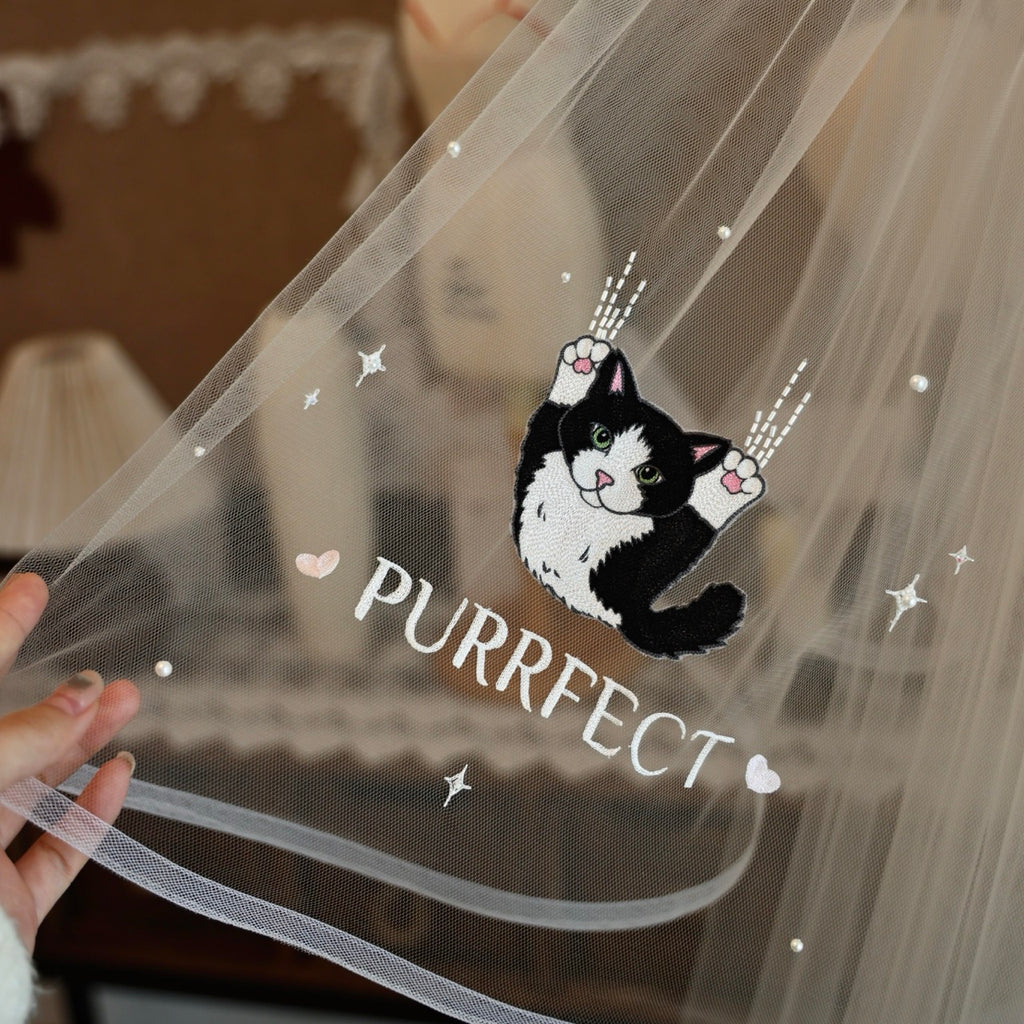 Custom Hand Embroidered Pet Wedding Veil | Exotic Pet Bridal Veil