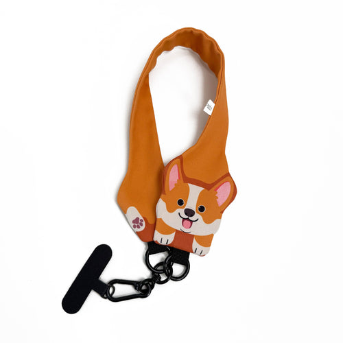 Dog toy with a corgi design on an orange background