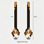 Beagle wrist strap with measurements on a white background