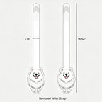 Measurement chart of a Samoyed wrist strap with dimensions labeled.