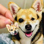 Custom 3D Pembroke Welsh Corgi dog face portrait pendant necklace, a personalized miniature dog parent gift.