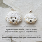A pair of detailed custom 3D Bichon Frise dog face pendant necklaces in a gift box, a sweet family set.