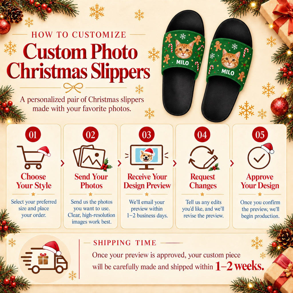 Custom Photo Christmas Slippers personalization and customization guide
