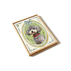 Card with a dog illustration on a white background