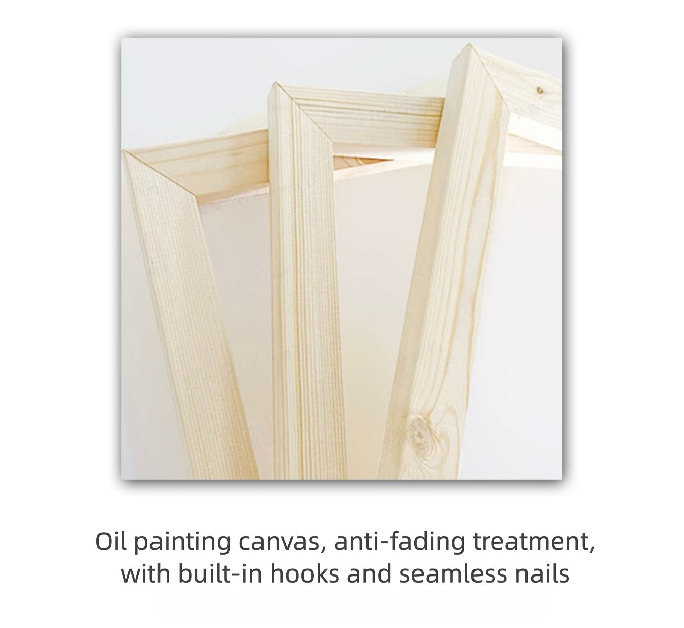 Oil painting canvas with built-in hooks and seamless nails on a white background
