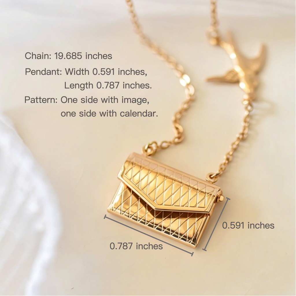 Gold necklace with a geometric pendant on a light background