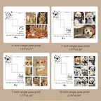 Comparison chart of paw print sizes for cats and dogs on a beige background.