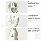 White angel figurine with detailed wings and heart design on a white background
