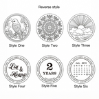 Six different design styles of a circular product on a white background