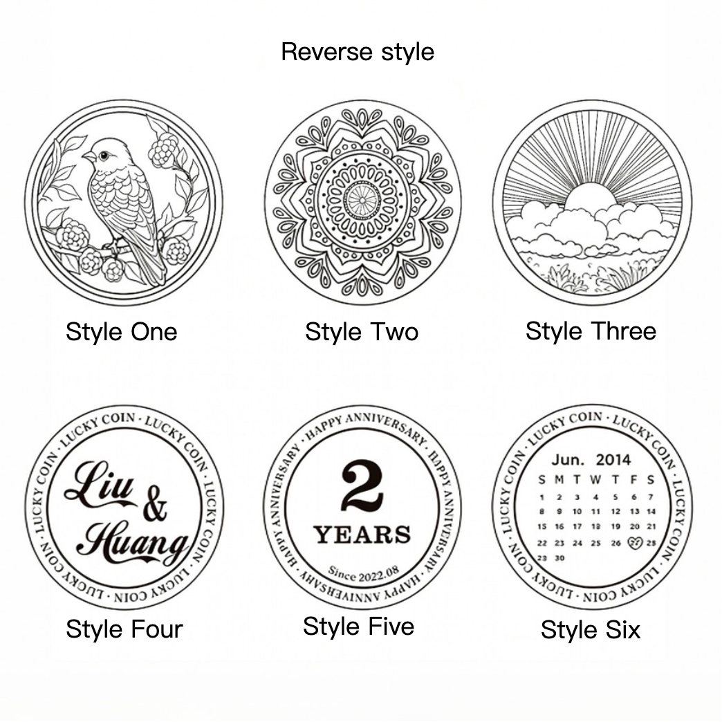 Six different design styles of a circular product on a white background