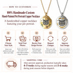 Custom hand-painted pet portrait copper necklace with five-step customization guide