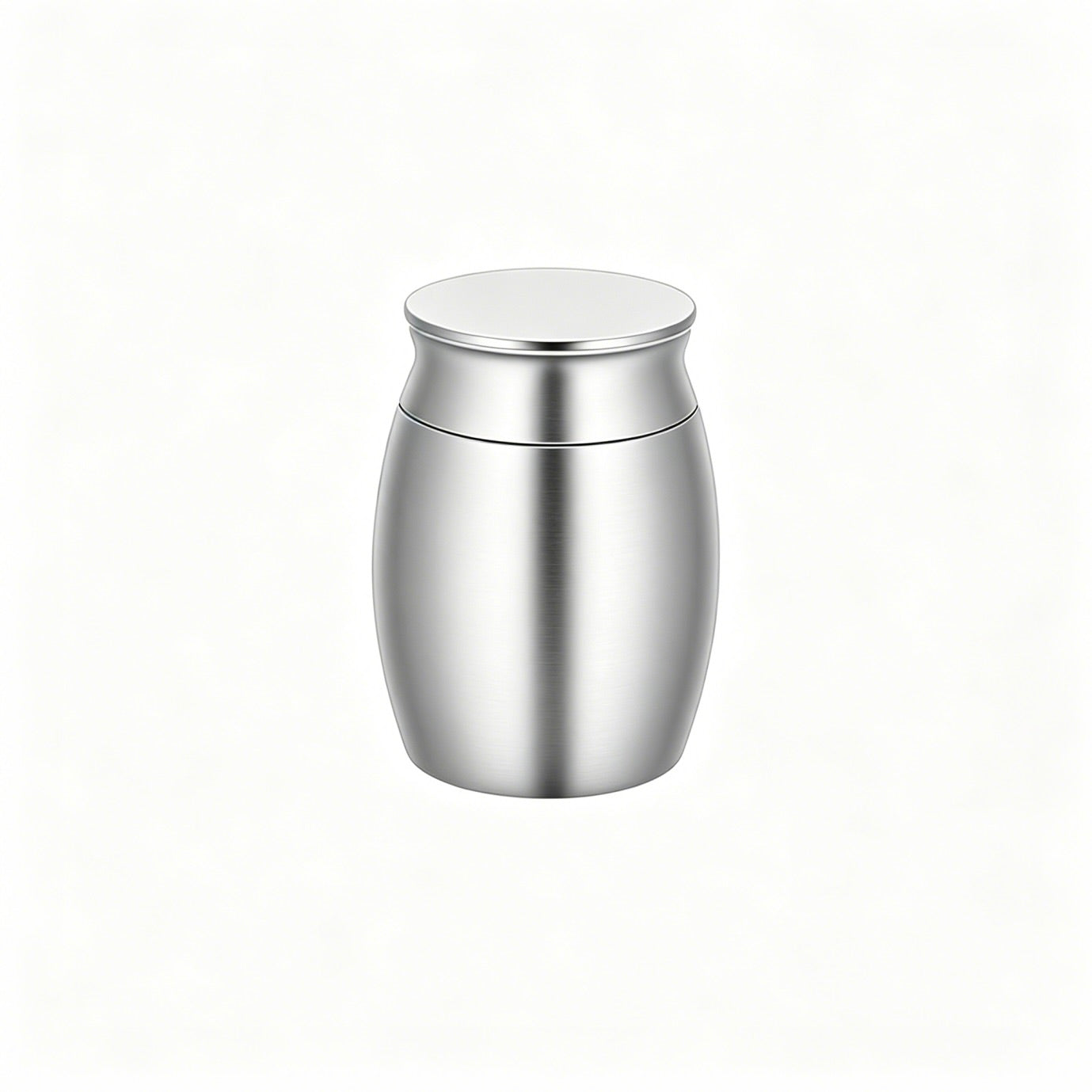 Stainless steel urn on a white background