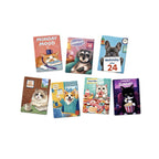 Set of weekly planner sleeves with animal-themed designs on a white background
