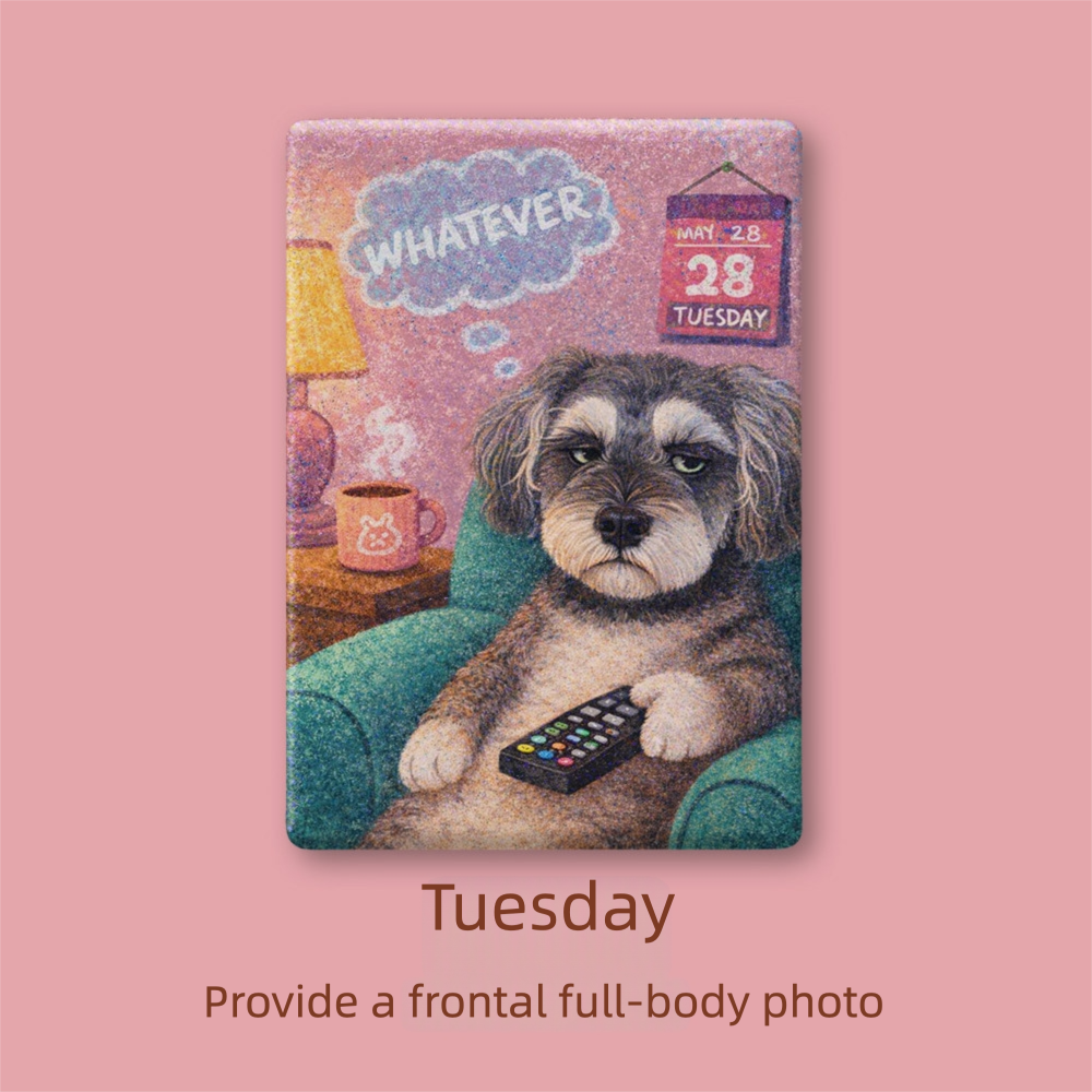 Notebook cover with a dog holding a remote control on a pink background