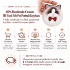 Custom 3D wool felt pet portrait keychain with five-step customization guide