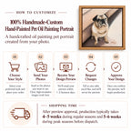 Custom hand-painted pet oil painting portrait with five-step customization guide