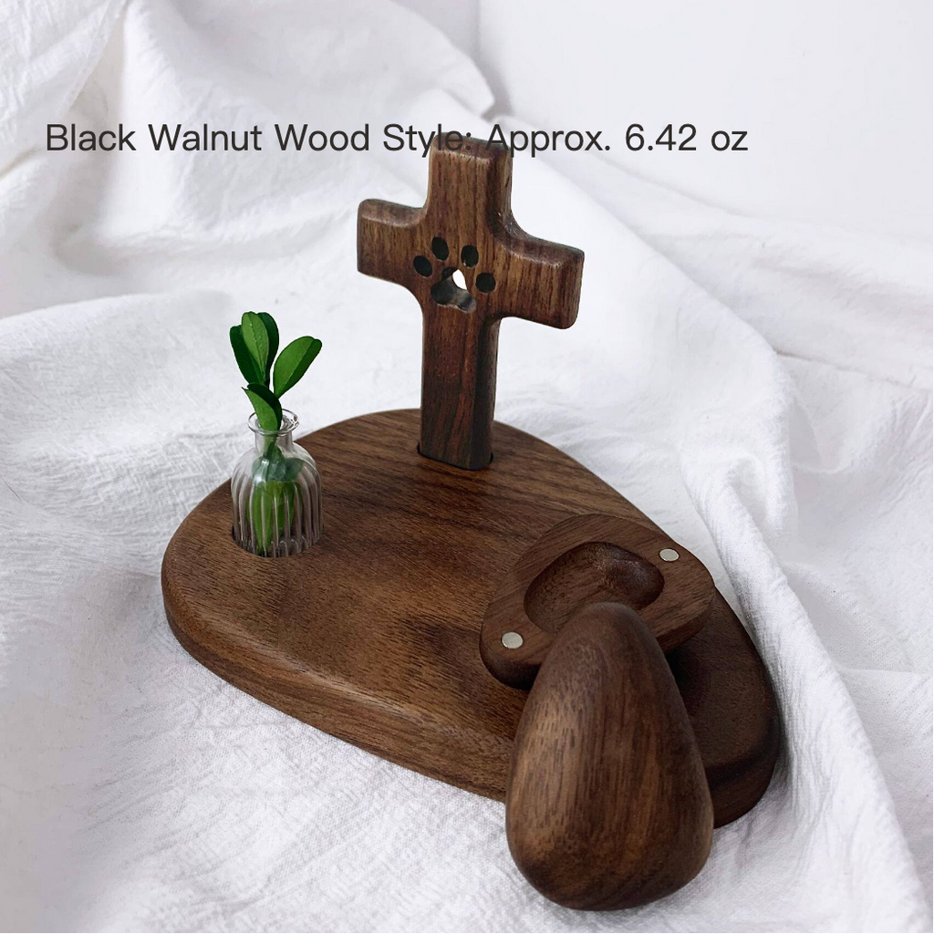 Wooden product with a cross design on a white fabric background