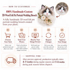Custom 3D wool felt pet portrait wedding brooch with five-step customization guide