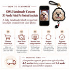 100% handmade custom 3D needle felted pet portrait keychain customization process