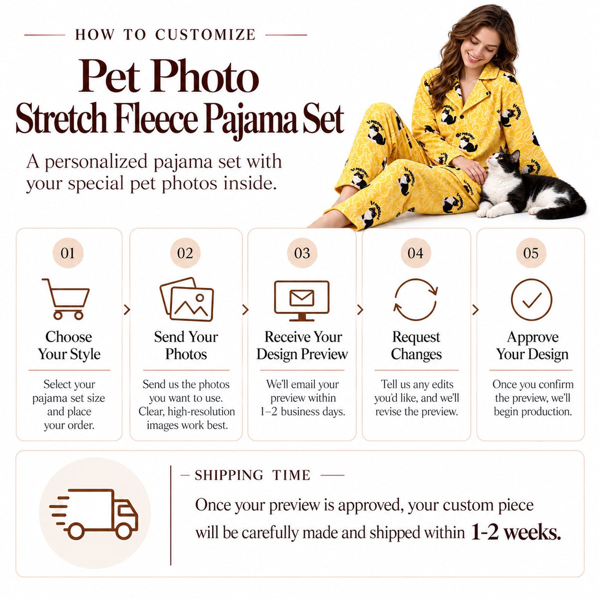 Custom Pet Photo Stretch Fleece Pajama Set