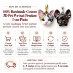 Custom 3D pet portrait pendant from photo with five-step customization guide