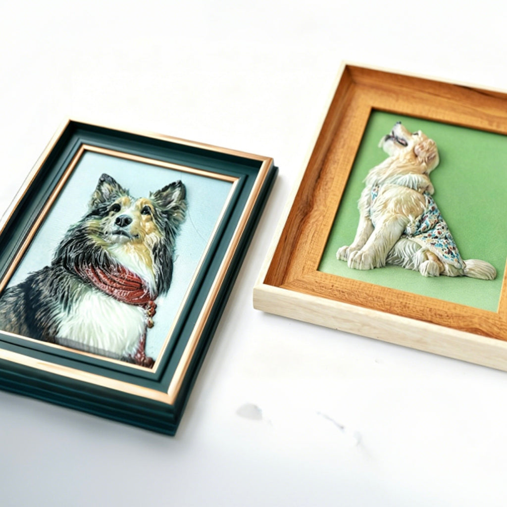 Memopaw custom 3D pet portrait relief sculpture ready for gifting in premium secure packaging, a comforting memorial gift for pet loss.