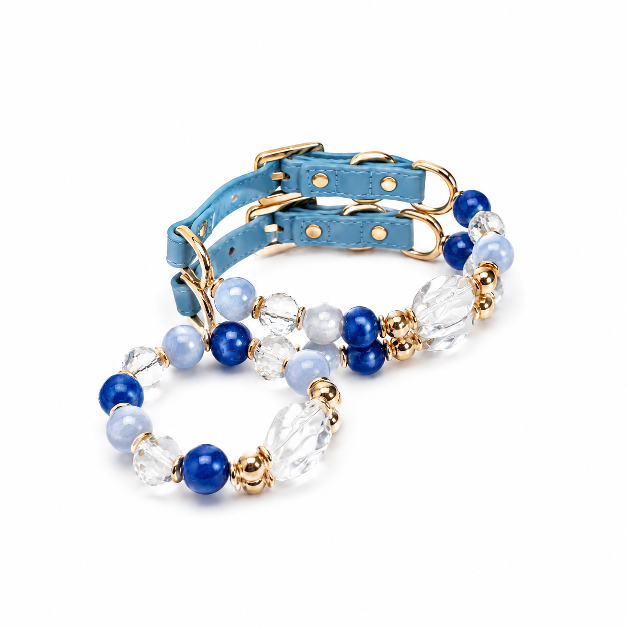 Matching pet and owner crystal bracelet and collar set