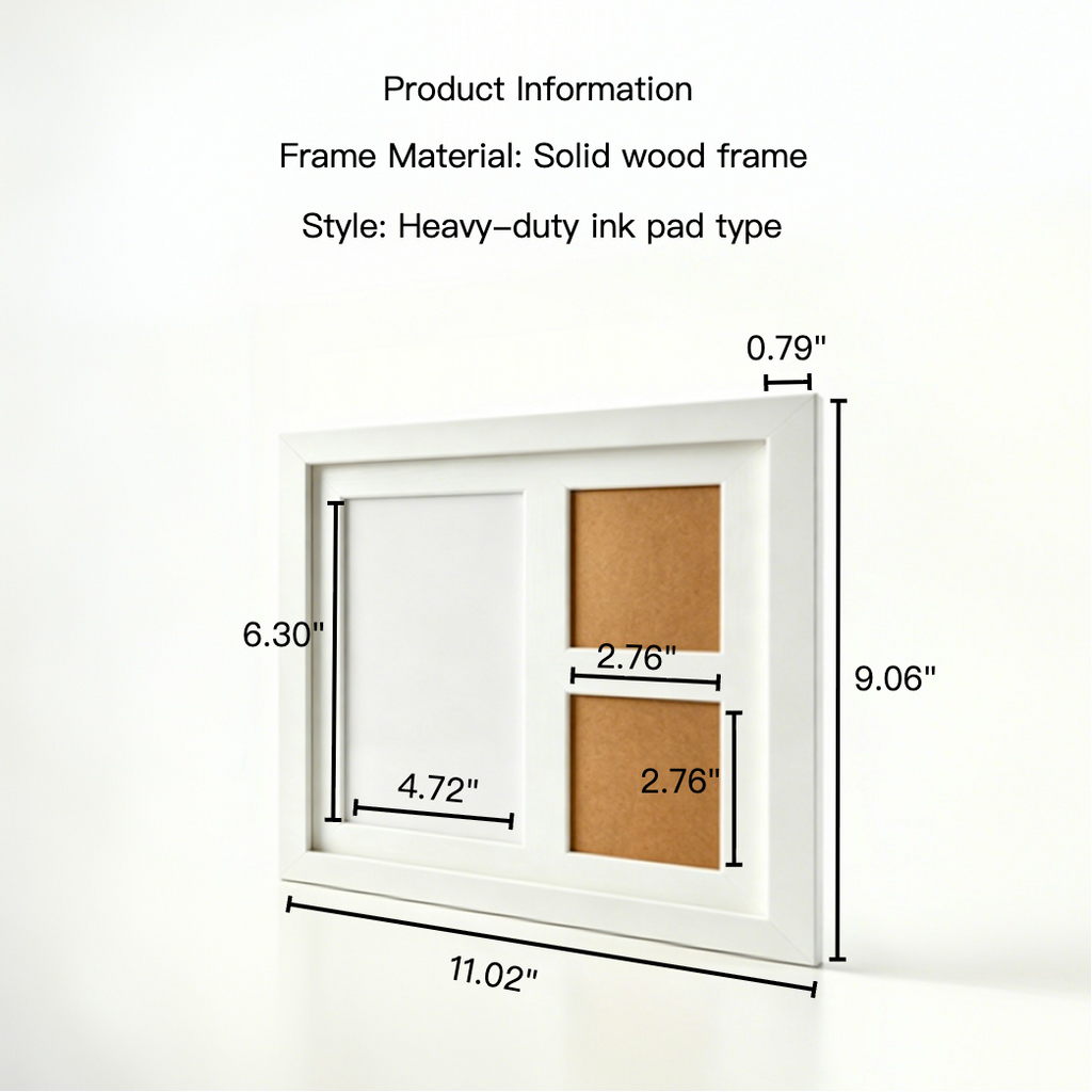 White frame with dimensions labeled on a white background