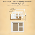 White picture frame with labeled components on a beige background