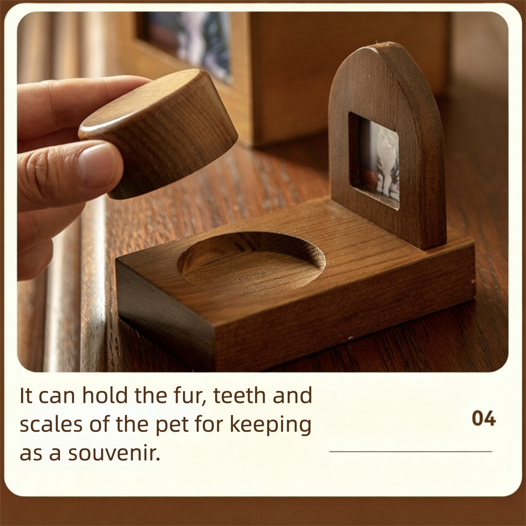 Wooden product with a cat illustration on a blurred background