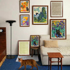 Decorative cat scratcher art mounted on a home wall