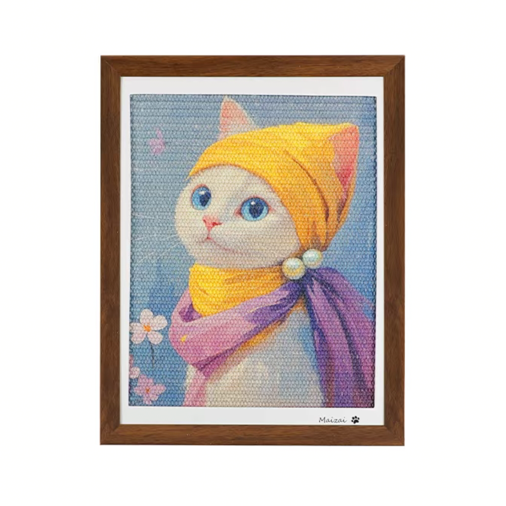 Framed cat scratcher board for living room decor