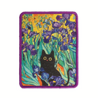 Decorative cat scratcher art mounted on a home wall