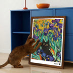 Wall-mounted cat scratcher art with natural sisal surface