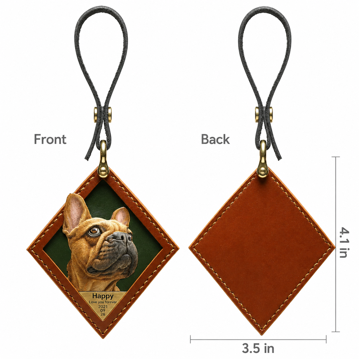 Get a personalized hand-carved leather pet portrait keychain from your photos! Perfect bespoke 3D dog, cat, or multi-pet memorial gift and luxury bag charm.