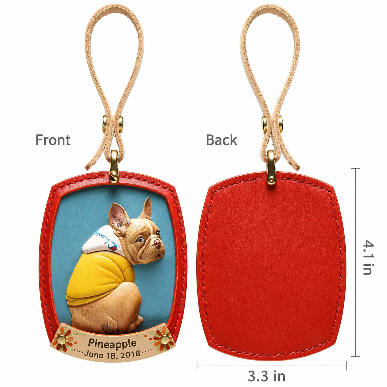 Get a personalized hand-carved leather pet portrait keychain from your photos! Perfect bespoke 3D dog, cat, or multi-pet memorial gift and luxury bag charm.