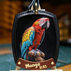 Get a personalized hand-carved leather pet portrait keychain from your photo! Perfect bespoke 3D dog, cat, or bird memorial gift and luxury bag charm.