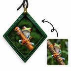 Get a personalized hand-carved leather pet portrait keychain from your photo! Perfect bespoke 3D reptile, frog, or exotic pet memorial gift and luxury bag charm.