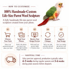 Custom life-size parrot wool sculpture with five-step customization guide