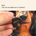 The reverse side of a custom hand-sculpted 3D pet portrait ring, showcasing a personalized name engraving option of up to 12 letters for a luxury sentimental keepsake.