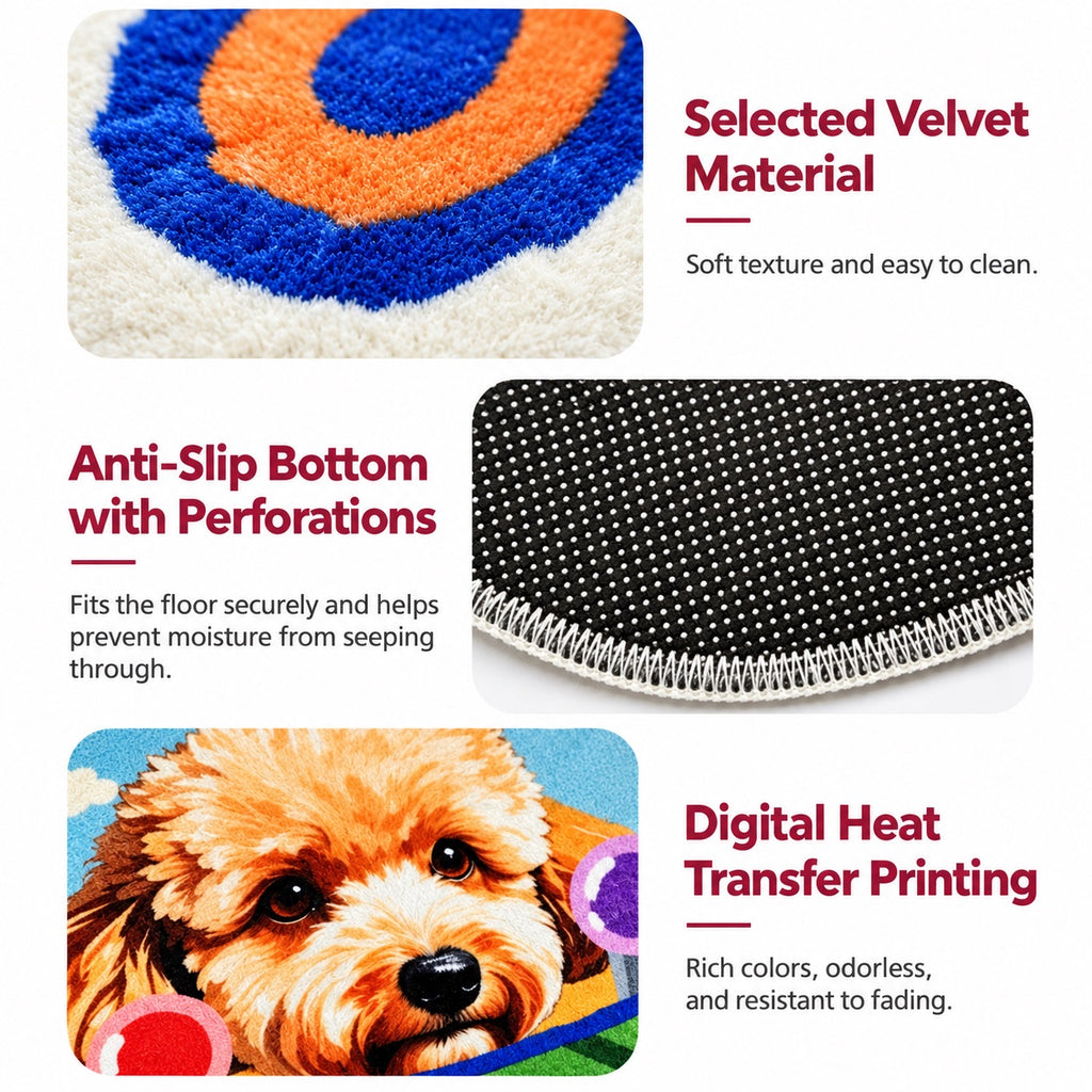 custom-shaped-pet-portrait-rug-cozy-bedroom-floor-decor
