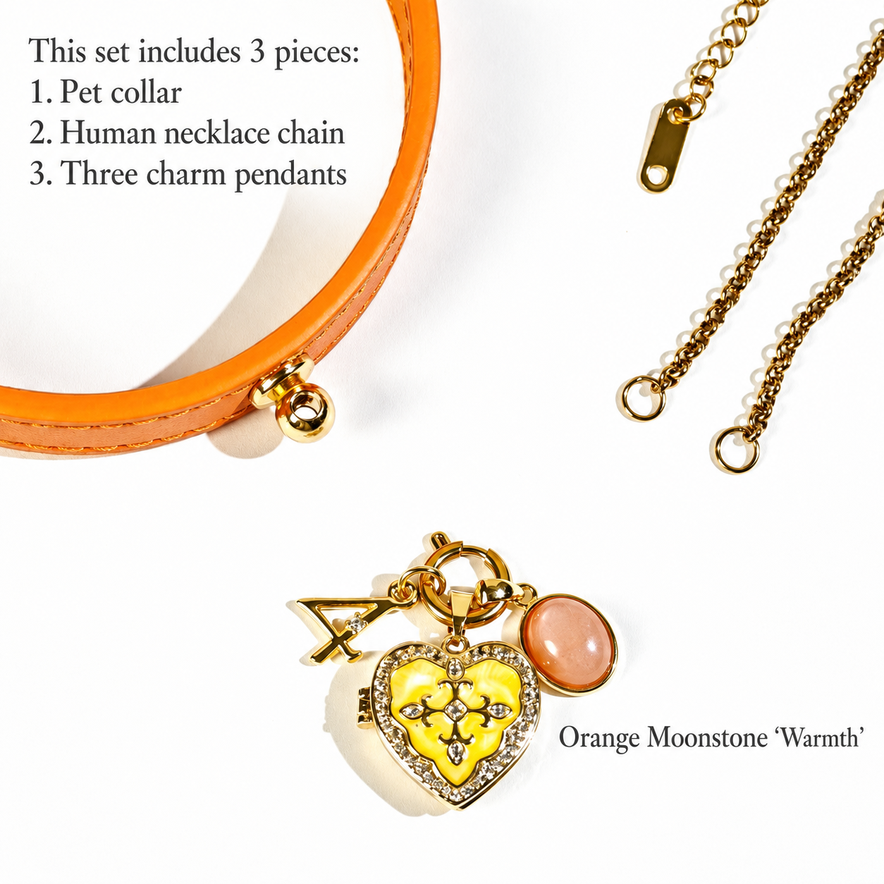 April Orange Moonlight custom birthstone charm jewelry for dog moms