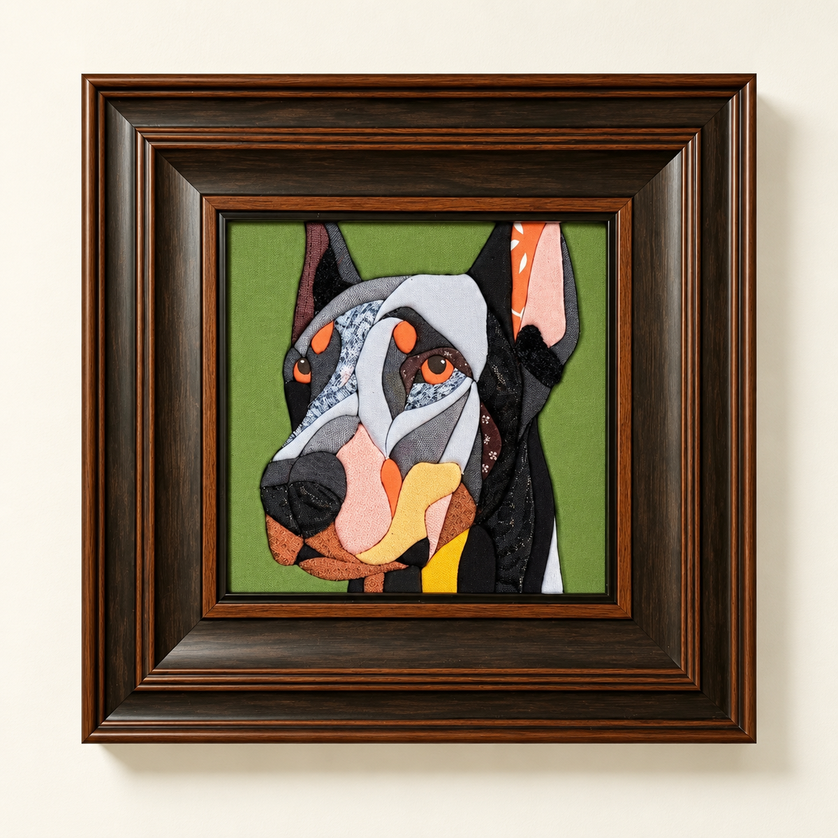 Dark brown square frame for a custom Kinusaiga portrait, 9.1 by 9.1 inch outer size