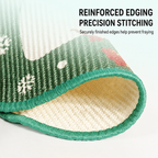 A close-up view of a green reinforced edging and precision stitching on a natural sisal wall-mounted cat scratcher, demonstrating how securely finished edges help prevent fraying for enhanced durability.