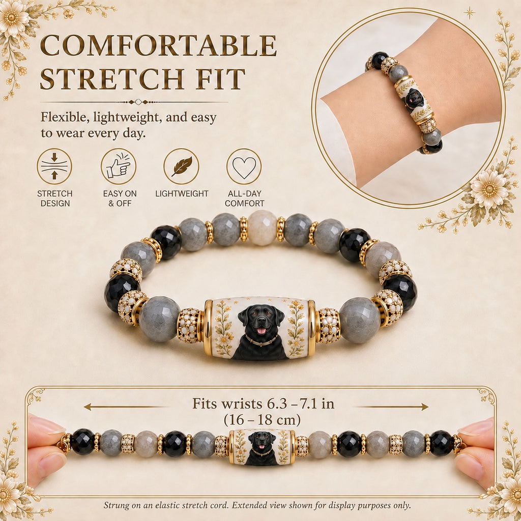 Elastic animal portrait bracelet size guide for wrists measuring 6.3 to 7.1 inches