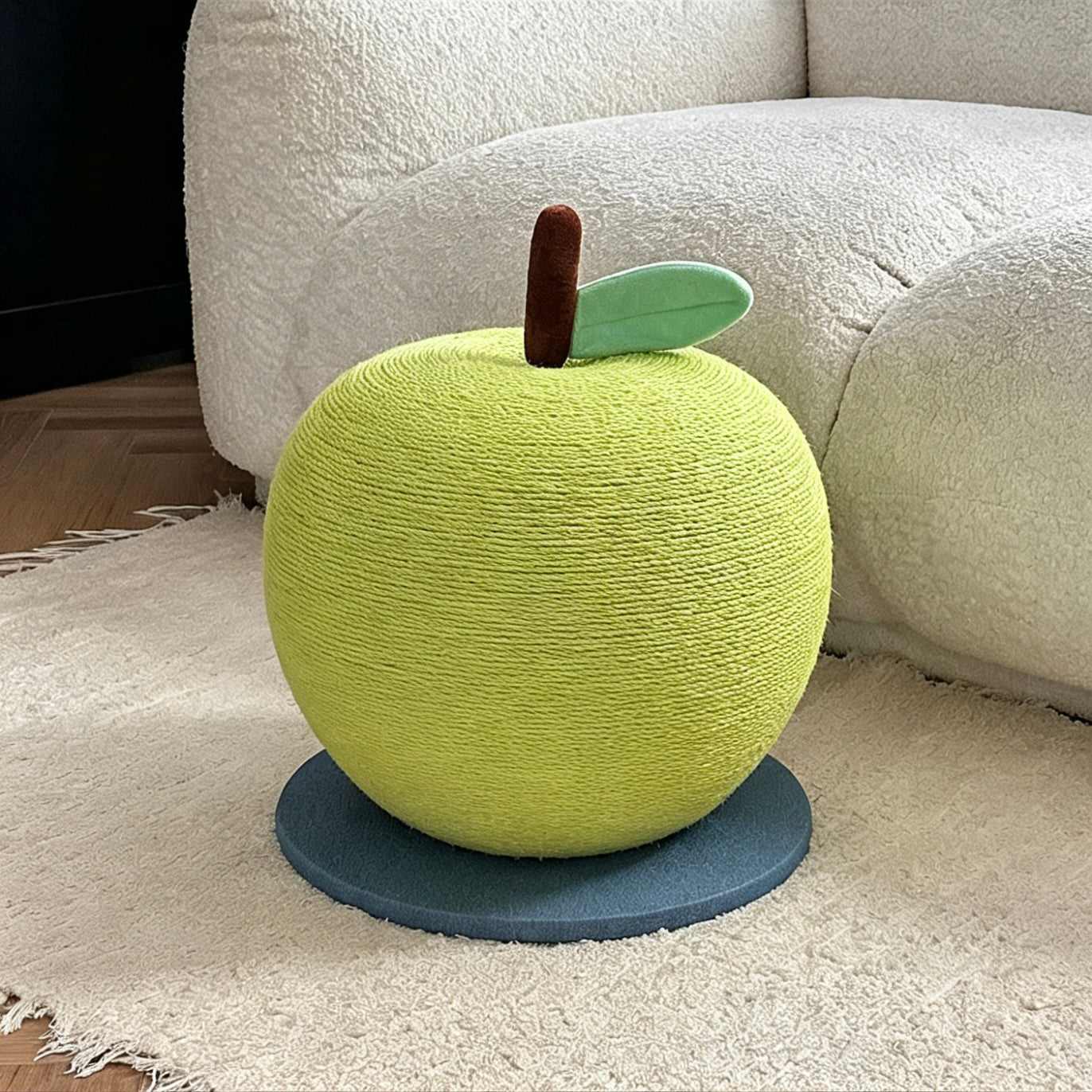 Green fruit inspired apple cat scratching post for modern home decor